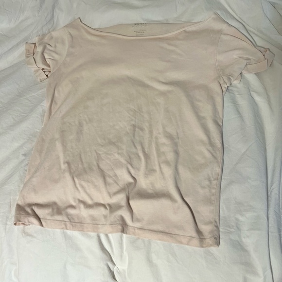 Forever 21 light pink off-the-shoulder t shirt - Picture 1 of 2
